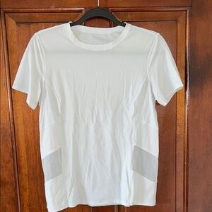 Light blue lululemon short sleeve with sheer panels